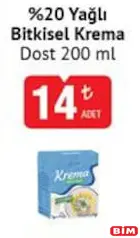 DOST %20 YAĞLI BİTKİSEL KREMA 200 ML DOST %20 YAĞLI BİTKİSEL KREMA 200 ML